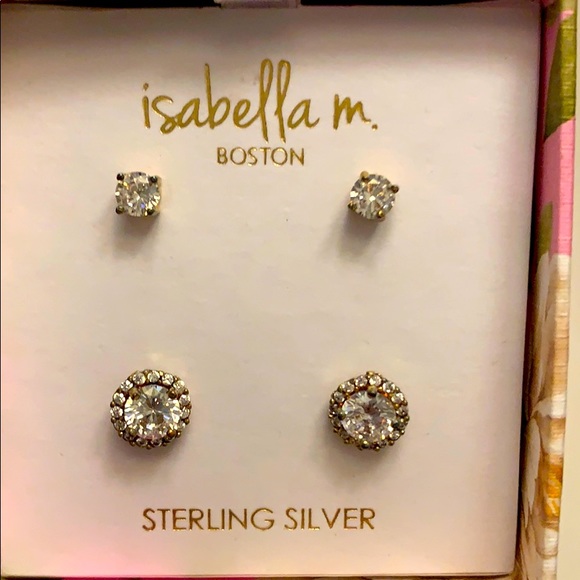 Isabella m round “diamond” studs - Picture 1 of 4